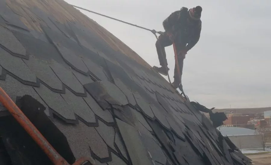 The contractor chose to create a rounded or “fish scale” look, determining that this would help bring an older, aesthetically pleasing architecture to this older building.