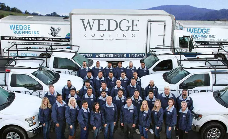 Among its innovations and forward-thinking strategies, Wedge Roofing has added hybrid trucks to its fleet. Photo: Wedge Roofing.