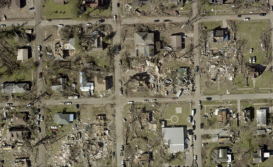 Aerial imagery from Wynne, Ark., following an EF-3 tornado