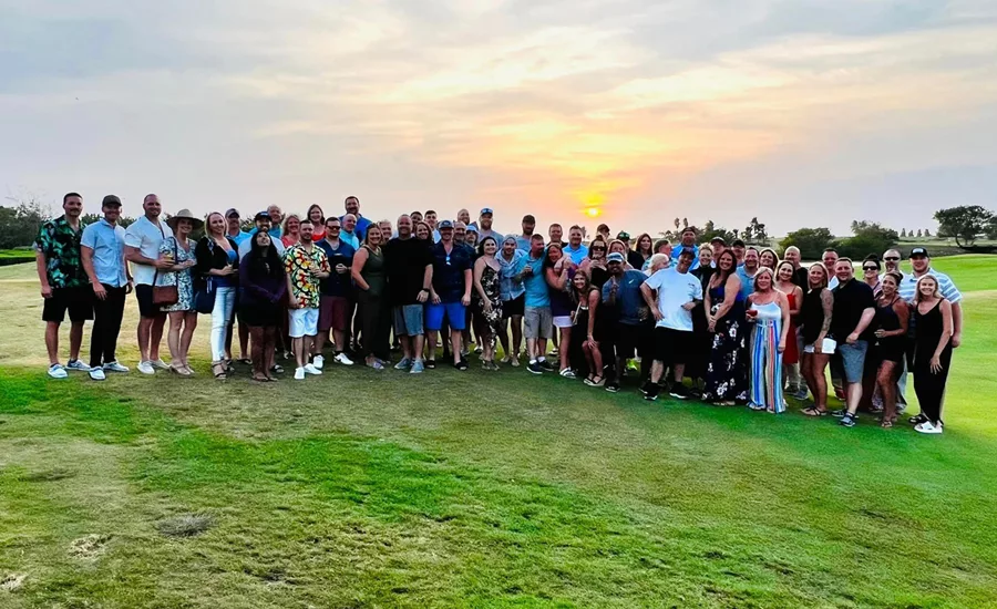 Built Strong Roofing employees on a company trip in Columbia.