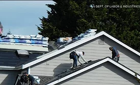 An Allways Roofing crew was documented not using proper fall safety equipment.