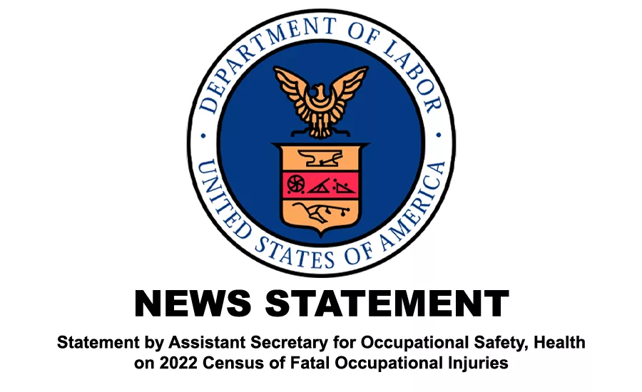 U.S. Dept. of Labor Census Findings of Fatal Occupational Injuries for 2022