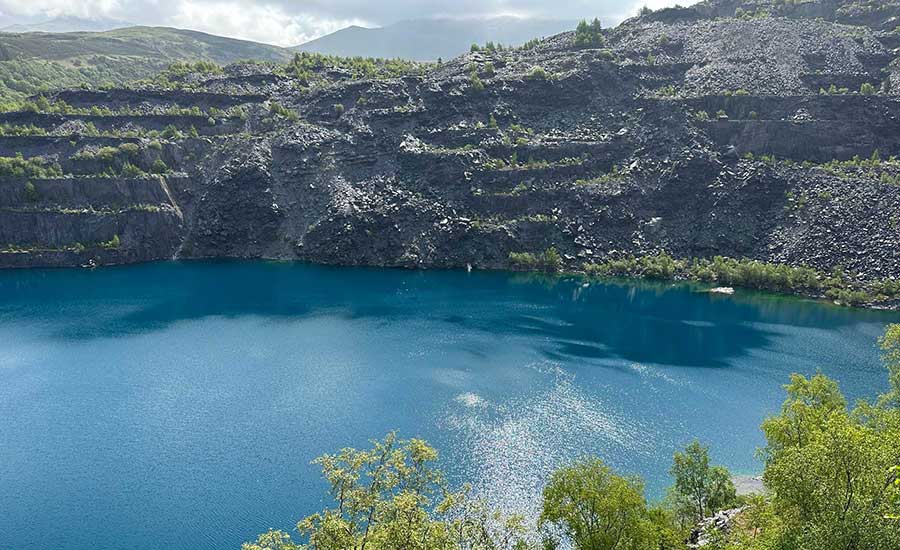 A view of one of the Welsh State slate quarries.