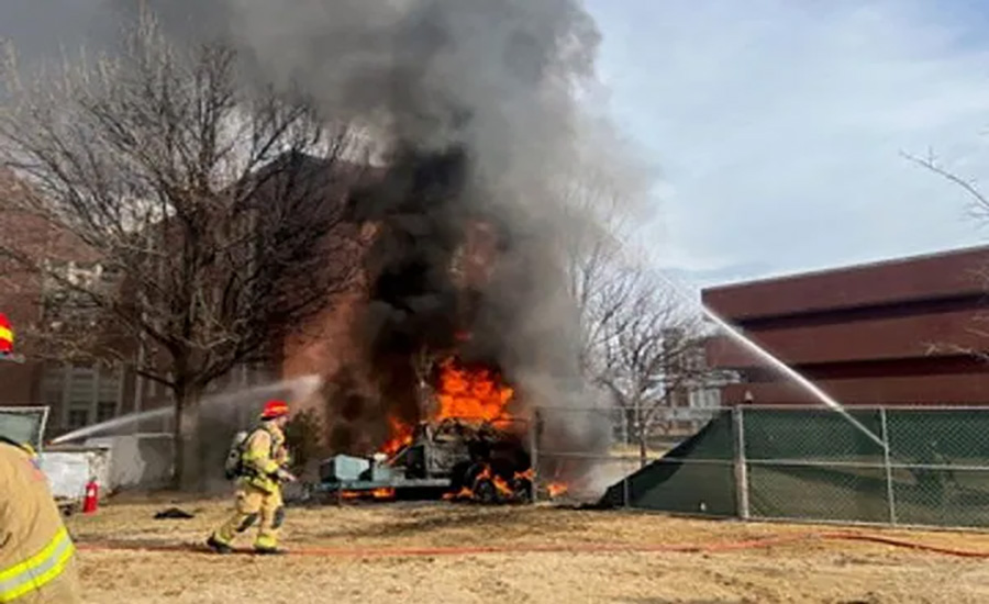 A roof fire at the University of Oklahoma began after a kettle of hot tar was accidently knocked over.