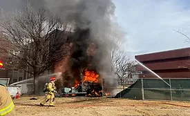 A roof fire at the University of Oklahoma began after a kettle of hot tar was accidently knocked over.