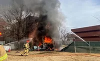 A roof fire at the University of Oklahoma began after a kettle of hot tar was accidently knocked over.