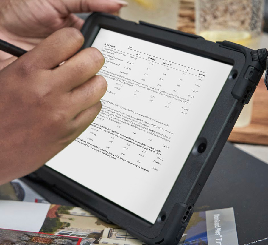 A tablet with software active