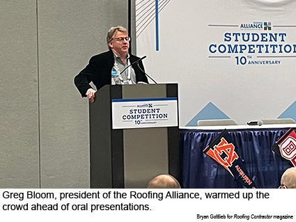 Greg Bloom, president of the Roofing Alliance (pictured) opens the event.