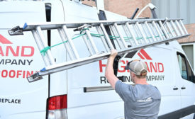 Highland Roofing has opened a new office in Charlotte, N.C. (A picture of a Highland Roofing service truck.)