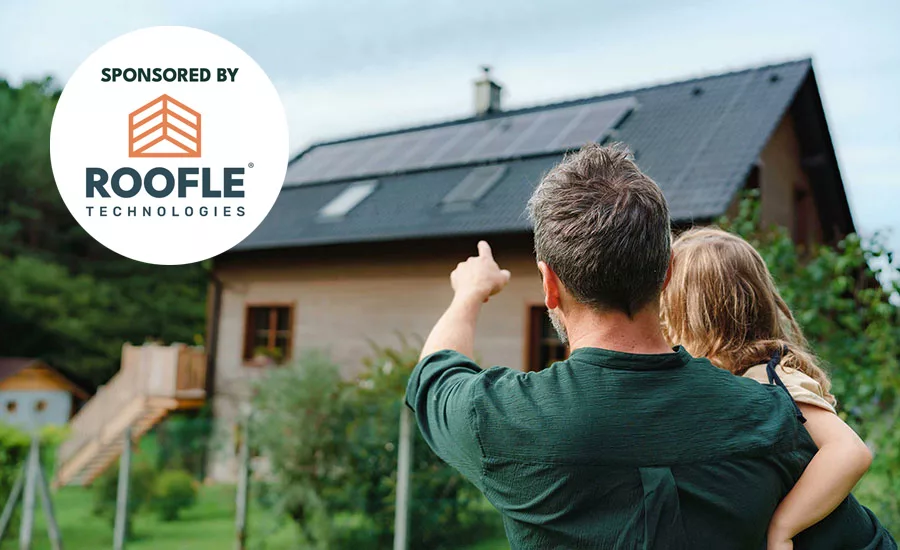 A man and woman looking at their home