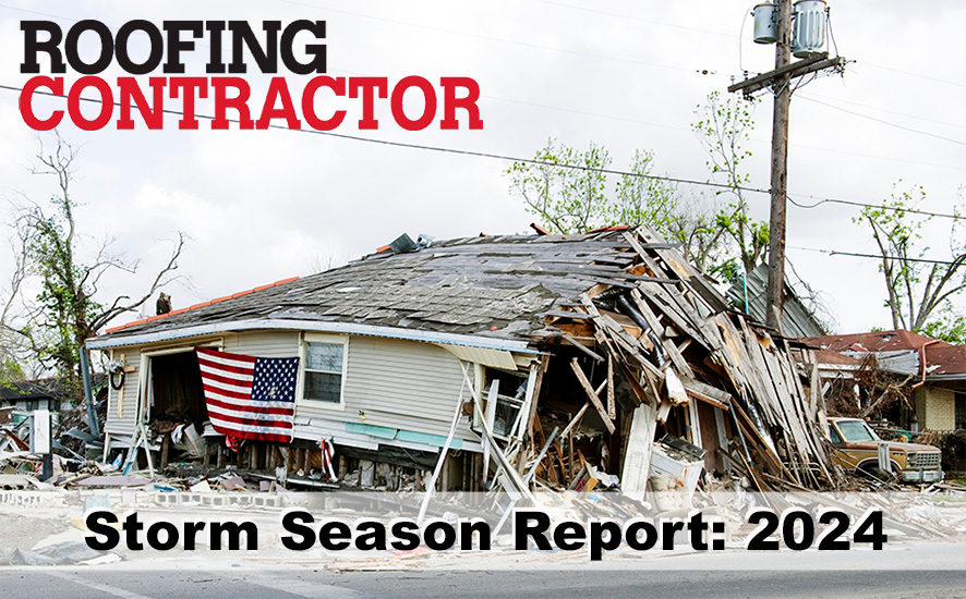 Twisters touching down in clusters, above-average sea temperatures and increasing median global air temperature get the 2024 storm season off to a busy start. (Picture of a damaged house.)