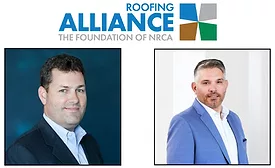 Reed Gooding (pictured at left) and Greg Hudson (pictured at right) are the Roofing Alliance’s 2024-25 board president and vice president.