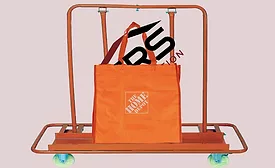 A Home Depot shopping bag containing the SRS Distribution logo (pictured).