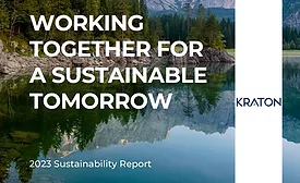 The cover of Kraton Corp.’s 2023 Sustainability Report titled "Working Together for a Sustainable Tomorrow" (pictured).