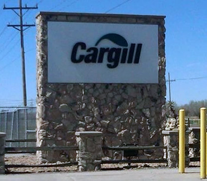 The Cargill Plant in Dodge City, Kansas (sign pictured).