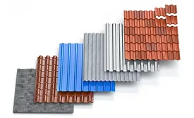 Samples of different roofing materials