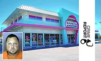 Sugar Life - Crime Blotter.jpg A picture of the Sugar Life Candy Store in Myrtle Beach, S.C. Inset: a mugshot of suspect Joshua Kim.