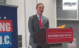 Doug Duncan, pictured kicking off Roofing Day 2025 in Washington, D.C. above, was formerly president of Nations Roof Illinois and will now lead RCA’s western portfolio as regional president.