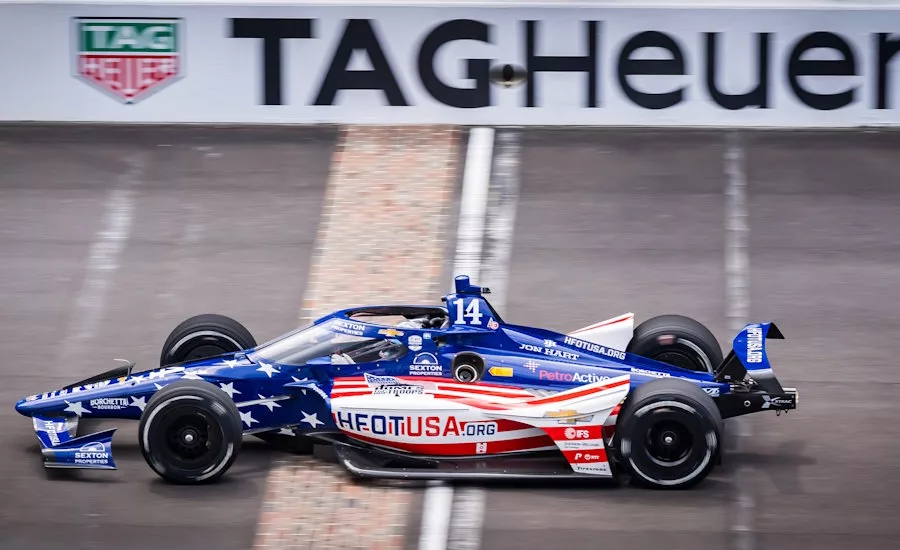 AJ Foyt Number 14 race car with Homes For Our Troops paint job