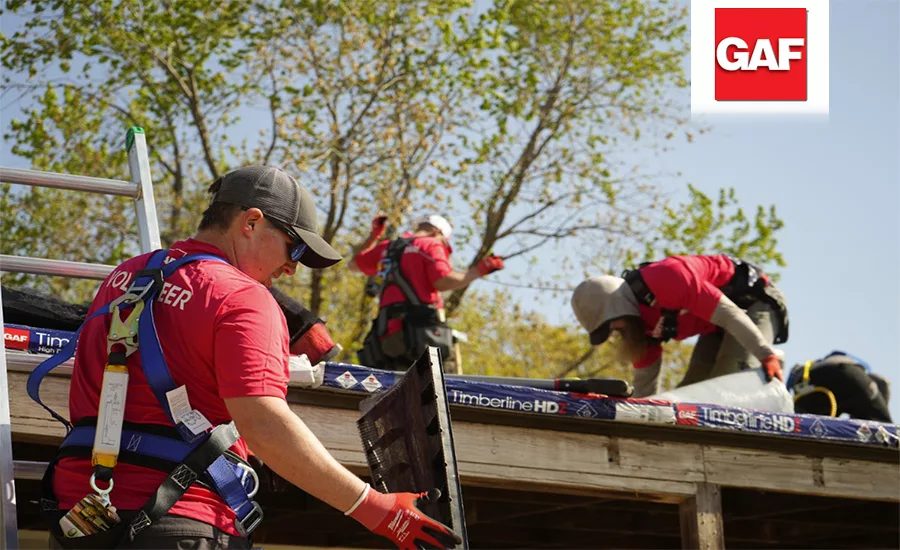 GAF volunteers join Wichita Habitat for Humanity to replace a failing roof, helping a local family stay safely housed and insured.