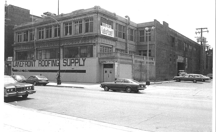 black and white photo of Lakefront Roofing Supply's original location