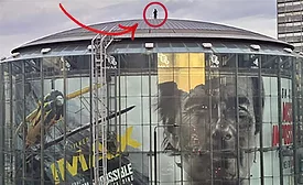 Actor Tom Cruise was filmed atop the BFI IMAX Building in London to promote “Mission Impossible — The Final Reckoning.”