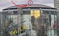 Actor Tom Cruise was filmed atop the BFI IMAX Building in London to promote “Mission Impossible — The Final Reckoning.”