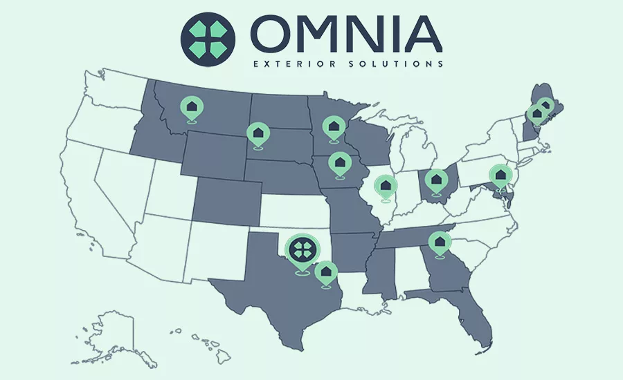 Omnia Exterior Solutions marks its second anniversary with a nationwide network of 11 roofing partners, over 800 employees, and over 500,000 projects completed annually.