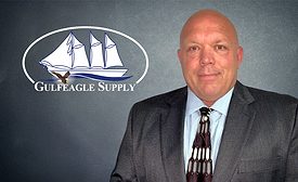 Gulfeagle-Supply-logo-next-to-headshot-of-Brian-Spence