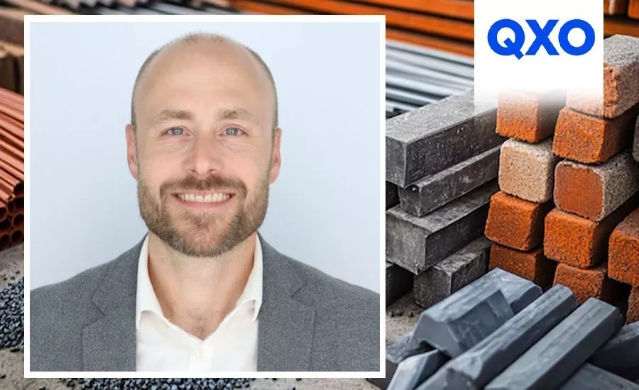 Eric-Nelson-headshot-overlaid-with-building-materials-and-QXO-logo