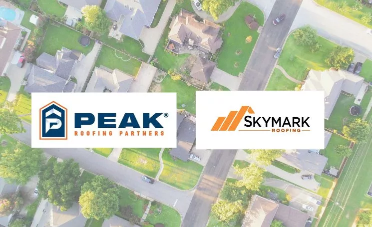 Drone shot of roofs and logos