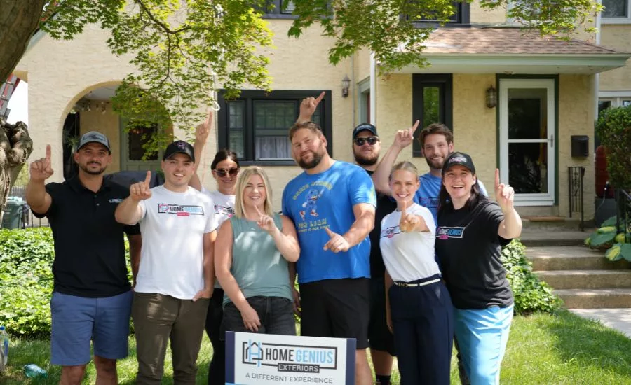 Home Genius Exteriors team outside of the home in Philadelphia