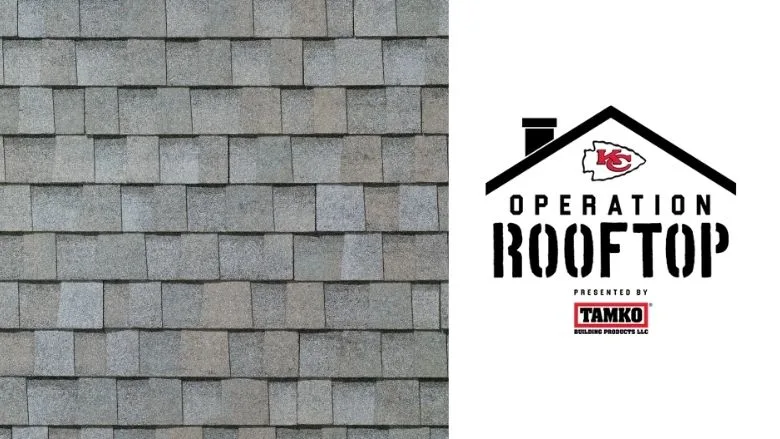 Titan XT shingles on a roof and the TAMKO logo