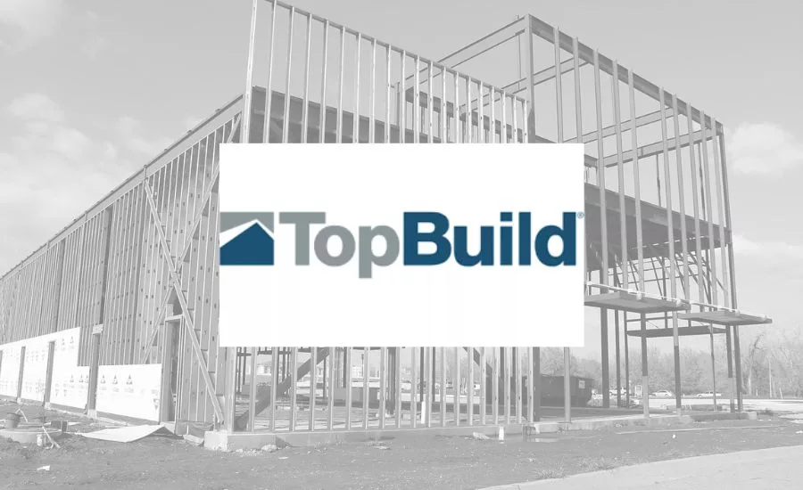 TopBuild logo and steel framing for commercial building