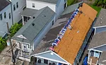 Drone shot of new roofing materials on a roof