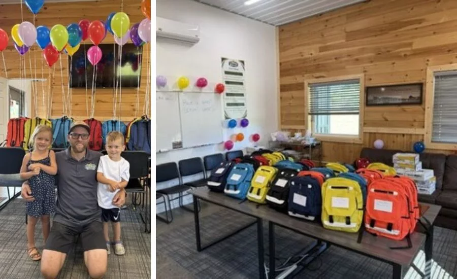 Backpacks on a table