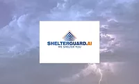 Storm clouds with the ShelterAI logo