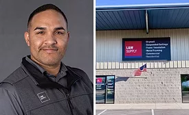 Isai Molina headshot and exterior of building