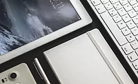 tablet, mobile phone and keyboard