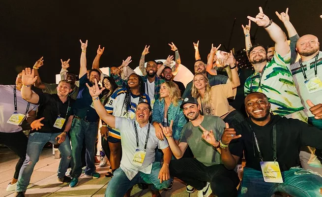 group of employees celebrating