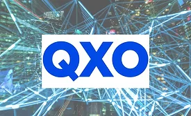 QXO logo over AI graphic