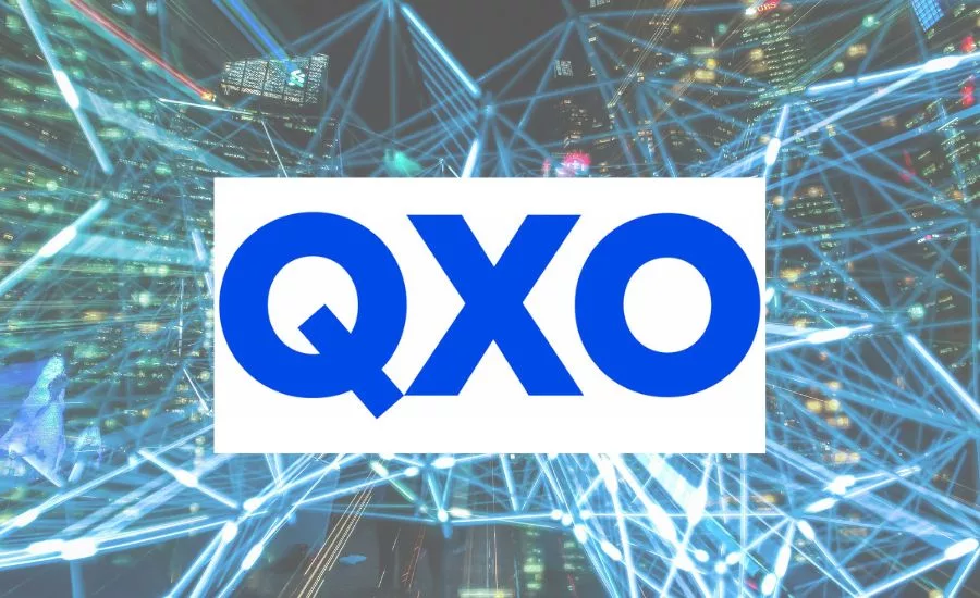 QXO logo over AI graphic