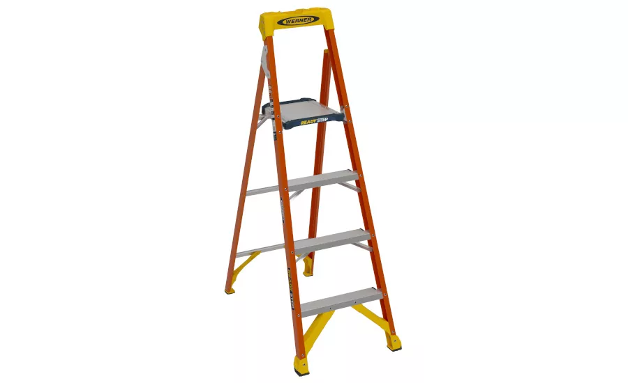 Werner-ready-step-ladder-against-blank-background