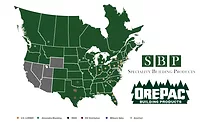 SBP-map-OrePac Specilaty-Building-Products-locations-map-with-OrePac-logo