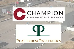 logos over drone image of roof