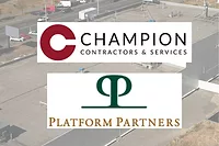 logos over drone image of roof