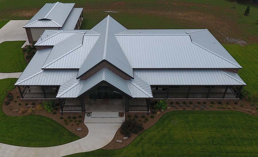 A home with a metal roof
