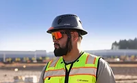 construction worker wearing helmet