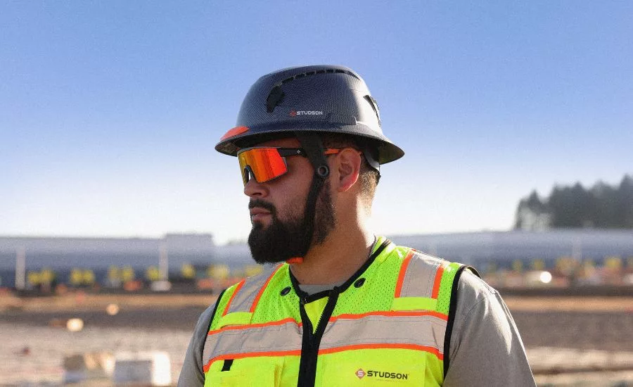 construction worker wearing helmet