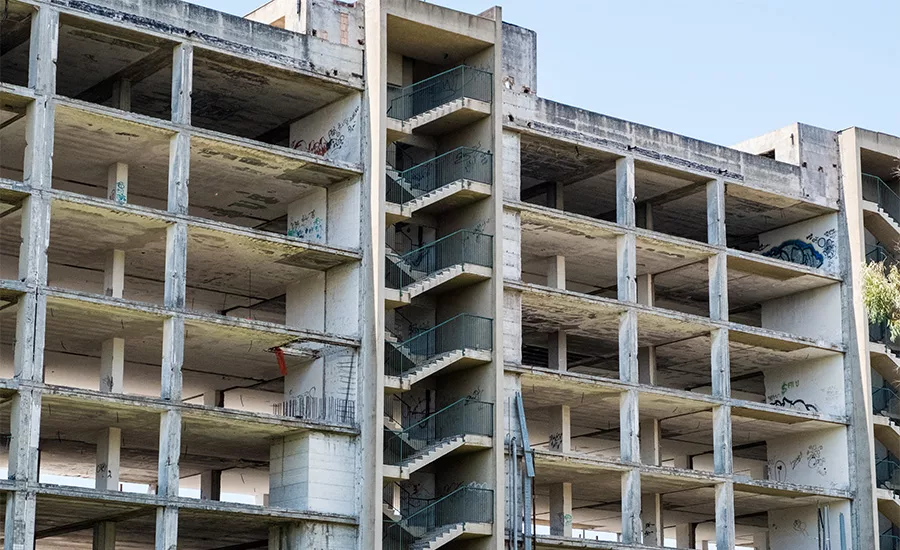 Vacant commercial building illustrating soft commercial activity.